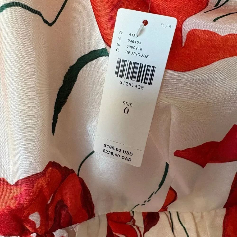 Anthropologie Hutch One-Shoulder Peplum Dress Size 0 Floral Red and White - Picture 10 of 13